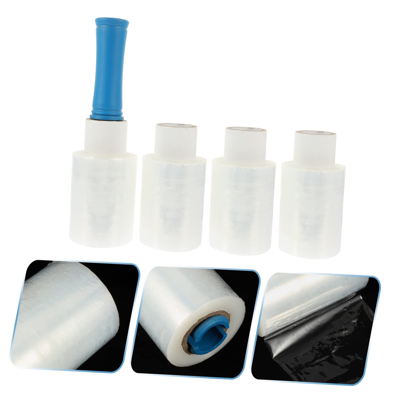 KICHOUSE 1 Set Handle Stretch Film Stretch Wrapping Film Cling Window Film Hand Grips Portafilter Heavy Duty Shrink Film Handheld Wrapping Film Clear Tray Moving Pallets Lldpe New Material