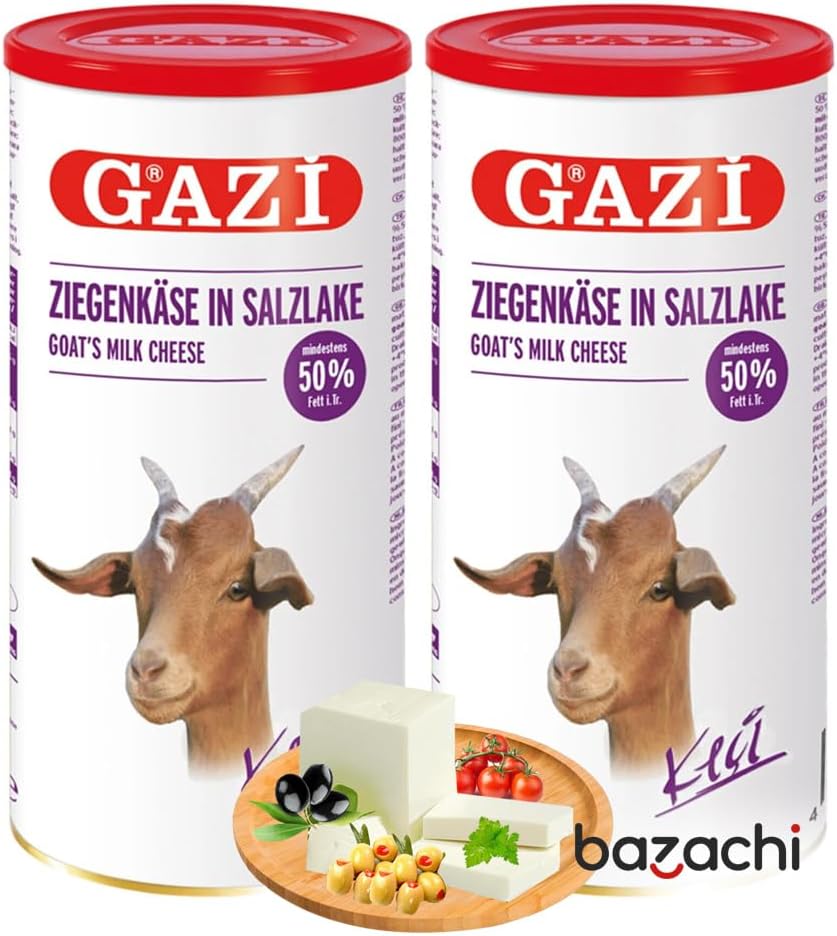 Gazi Premium Goat Milk Cheese 50% (Keci Peyniri) - Authentic Turkish Cheese (750g, Pack of 2)