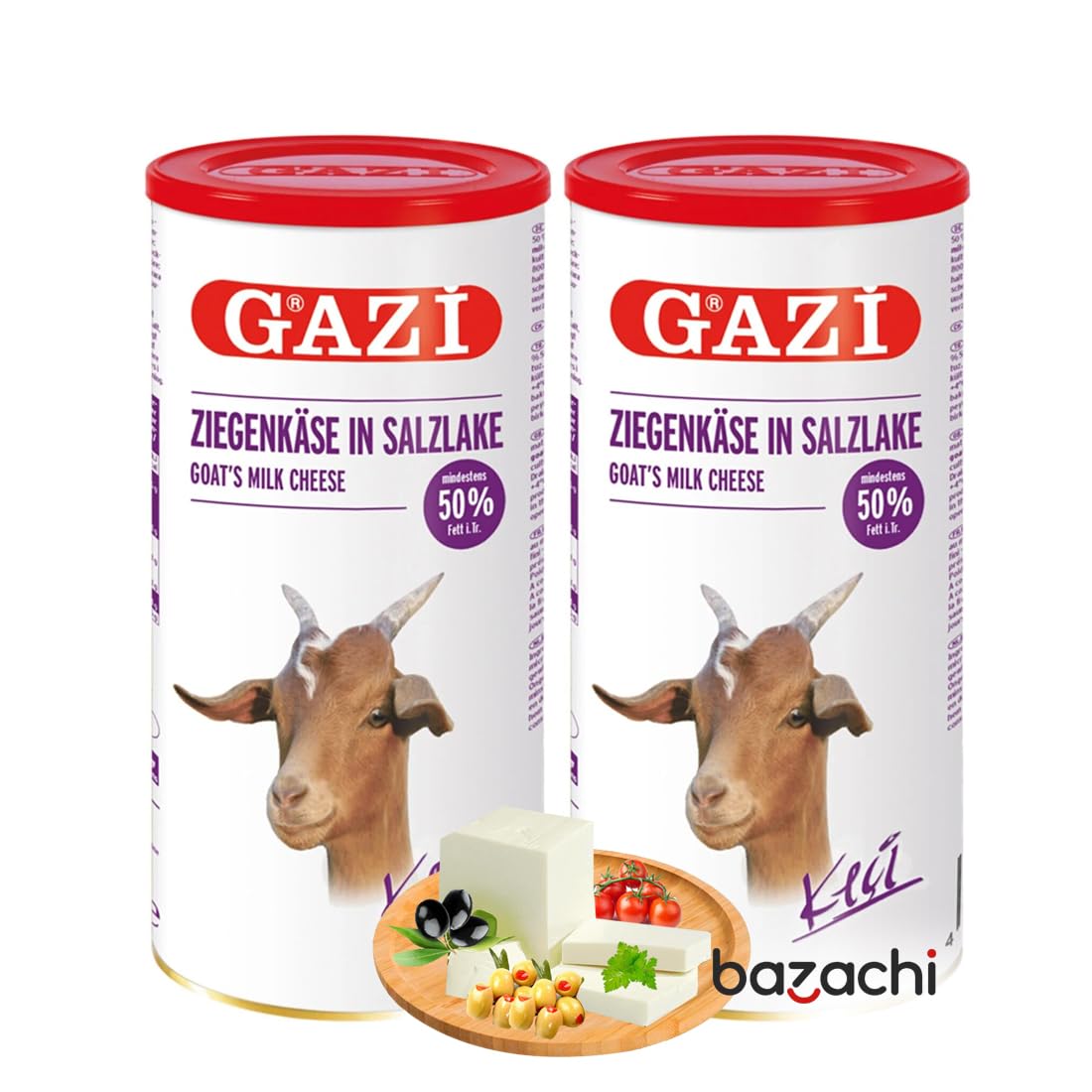 Gazi Premium Goat Milk Cheese 50% (Keci Peyniri) - Authentic Turkish Cheese (750g, Pack of 2)