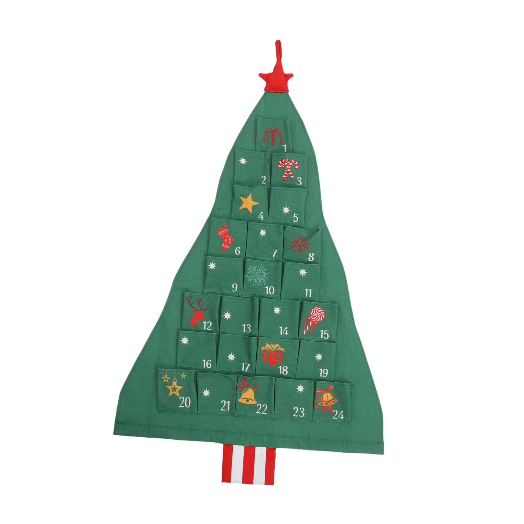 Calendrier de l'Avent suspendu vert sapin organisateur mural gain de place en lin