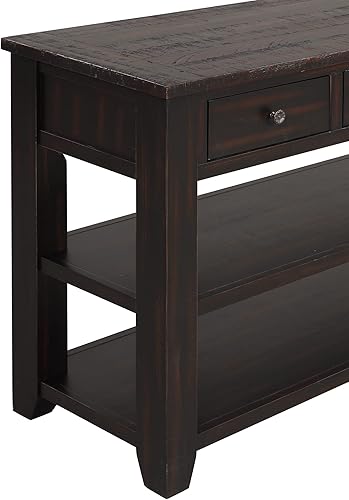 Miniatura 32 de Polibi Mesa consola superior de madera de pino macizo, mesa auxiliar moderna para sofá de entrada con 3 cajones de almacenamiento y 2 estantes