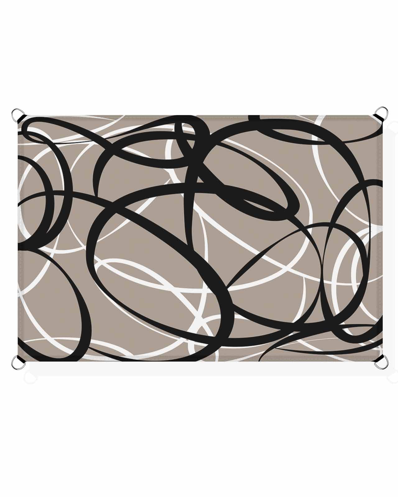 Boanket Sun Shade Sail 8' x 10', Brown Geometric Rectangular Waterproof Outdoor Sun Shades, Black White Modern Abstract Art Aesthetics Shade Cloth for Patio Deck Terrace Garden Lawns Beach Backyard