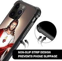 Vista 2 de Funda compatible con iPhone 14 Pro Max, funda de teléfono de Jesucristo para hombres y mujeres, marco de rosca antideslizante de TPU suave en cuatro