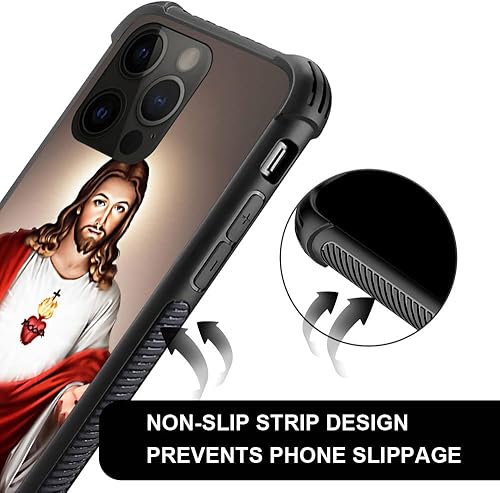 Miniatura 2 de Funda compatible con iPhone 14 Pro Max, funda de teléfono de Jesucristo para hombres y mujeres, marco de rosca antideslizante de TPU suave en cuatro