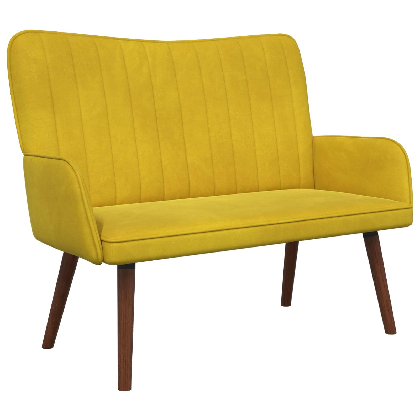 vidaXL Zweisitzer Sofa Gelb 115 x 61 x 87 cm Samt, Moderner Samt-Loveseat, robuster 2-Sitzer, ergonomische Couch, platzsparend für schicke Wohnzimmermöbel