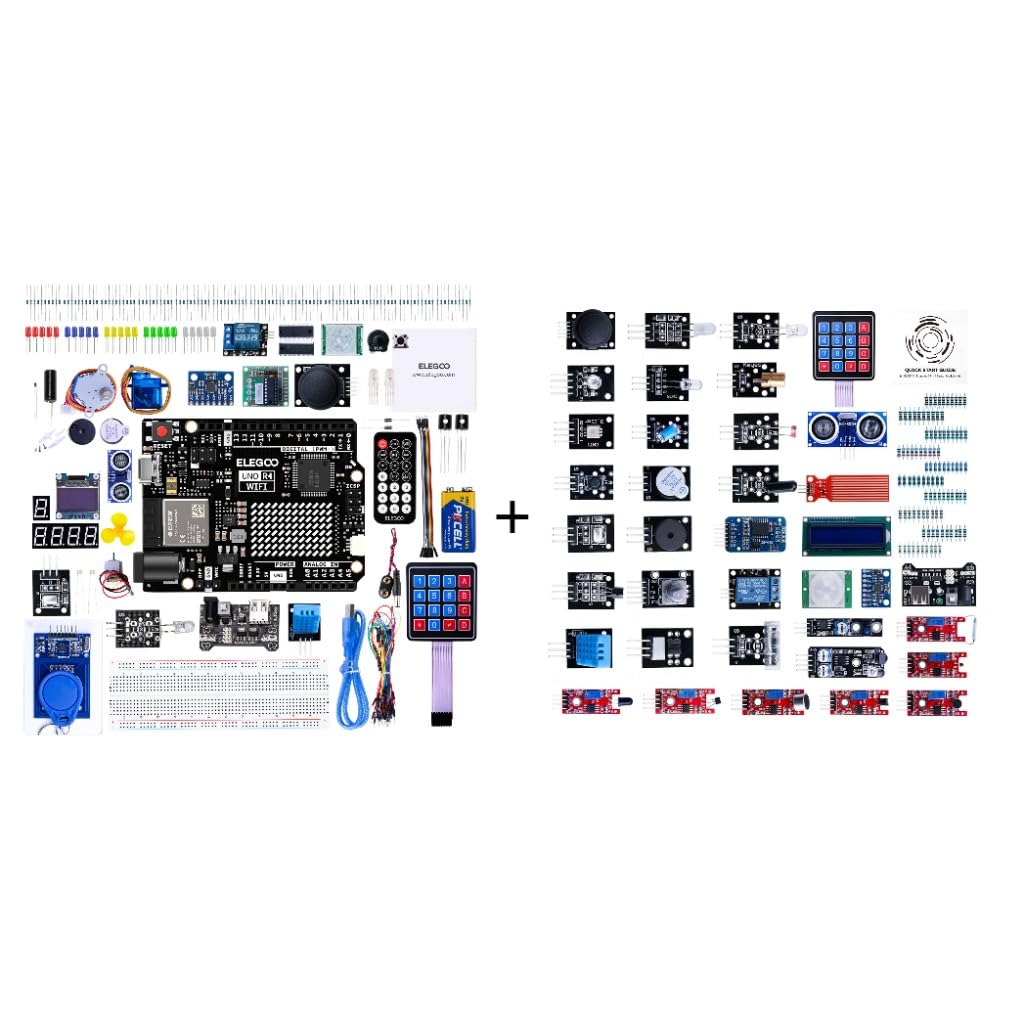 ELEGOO UNO R4 WiFi Kit Super et Kit de Modules de Capteurs 37 en 1