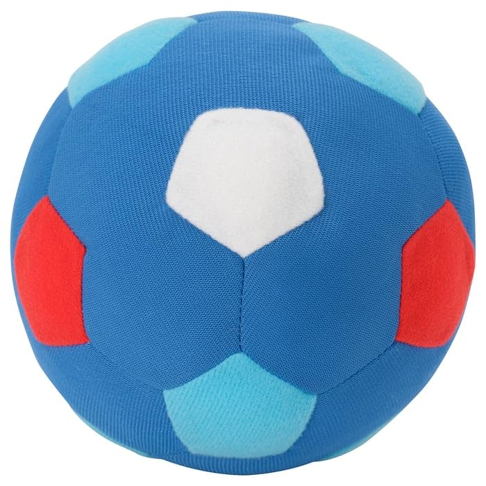 “Soft Plush Football Toy for Kids & Toddlers – Lightweight Stuffed Soccer Ball, Safe for Indoor Play, Cuddling, Gifting & Early Sports Fun” (Blue/Red)