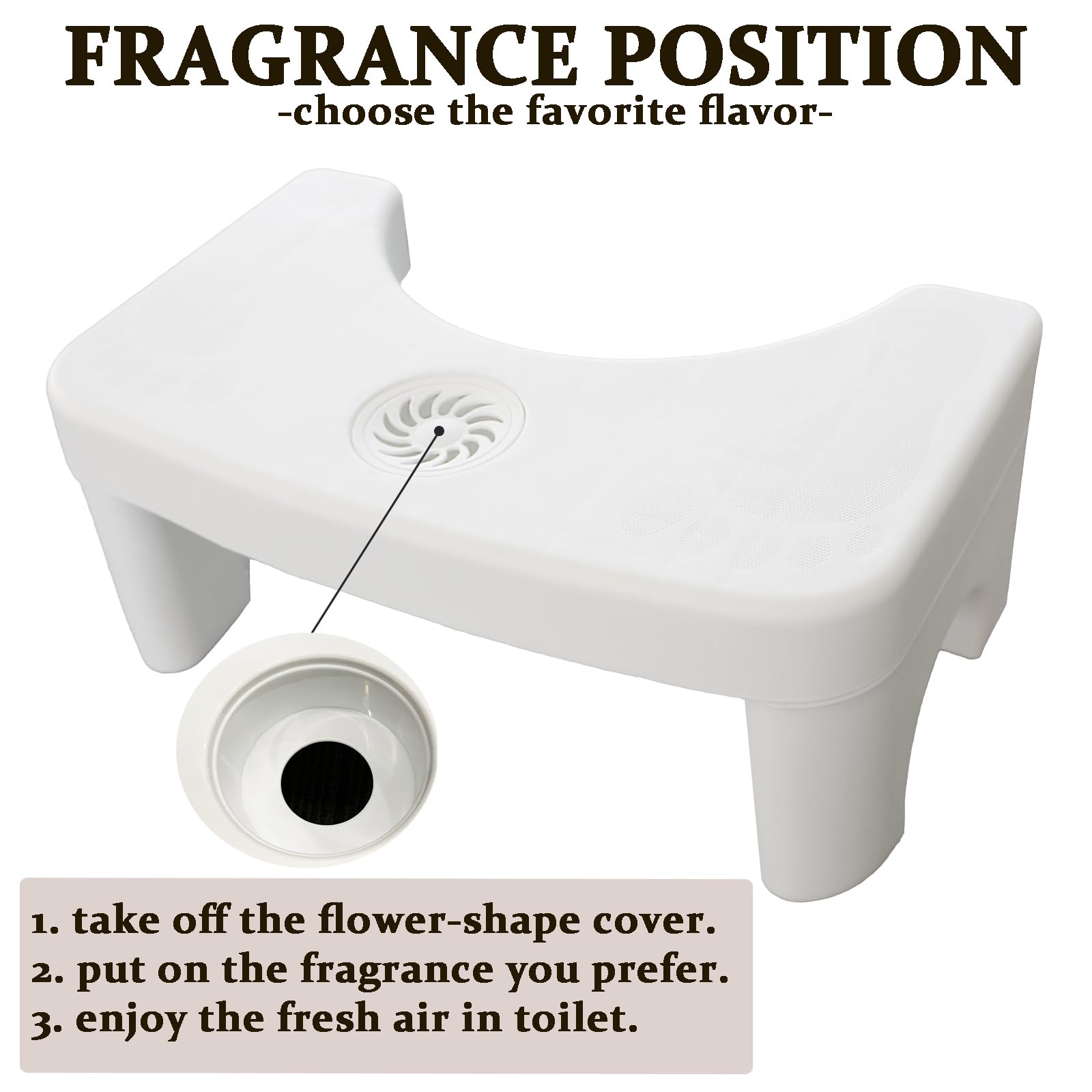 Toilet Stool Sturdy Toilet Potty Stool for Adults, PP Material Portable Toilet for Adults with Freshener Slot,Non-Slip Toilet Assistance Step Stool,Healthy Stool for Family,White