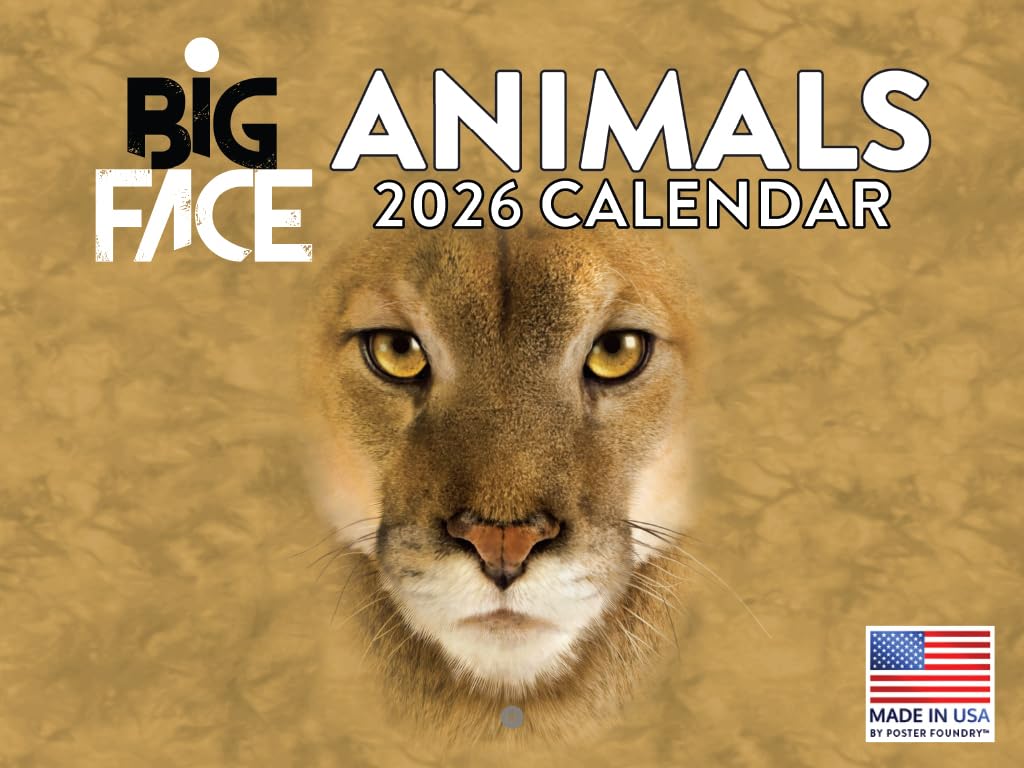 Vincent Hie Big Face Animals Calendar 2026 Monthly Wall