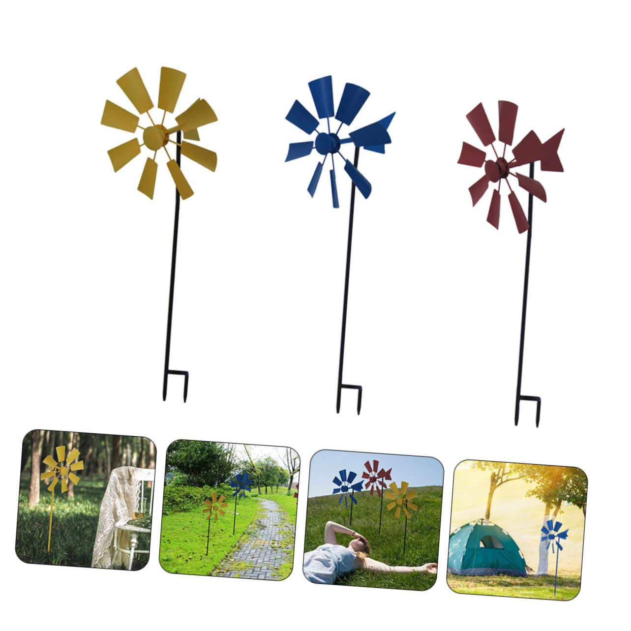 BESPORTBLE 3 Stück Dekorative Gartenwindmühlen aus Eisen für Hof und Garten | Feines Design, Einzigartige Optik, Einfache Handhabung und Sichere Nutzung im Außenbereich