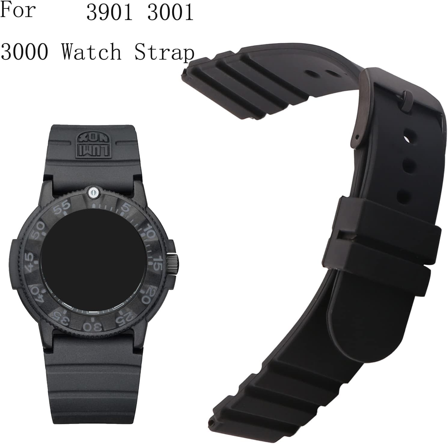 Rubber Replacement Watch Band compatible for Luminox DPB 3000 3100 3200 3400 3600 3900 Series silicone Watch Strap for men and women, Black