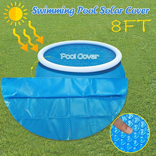 Round Pool Cover Solar Cover Heating Blanket Grommets Bundle for In-Ground and Above-Ground