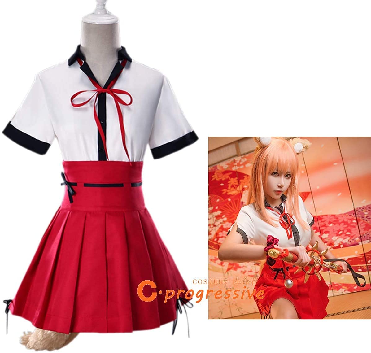 Amazon.co.jp: FGO 鈴鹿御前 コスプレ 衣装 Gozen Suzuka 耳付属
