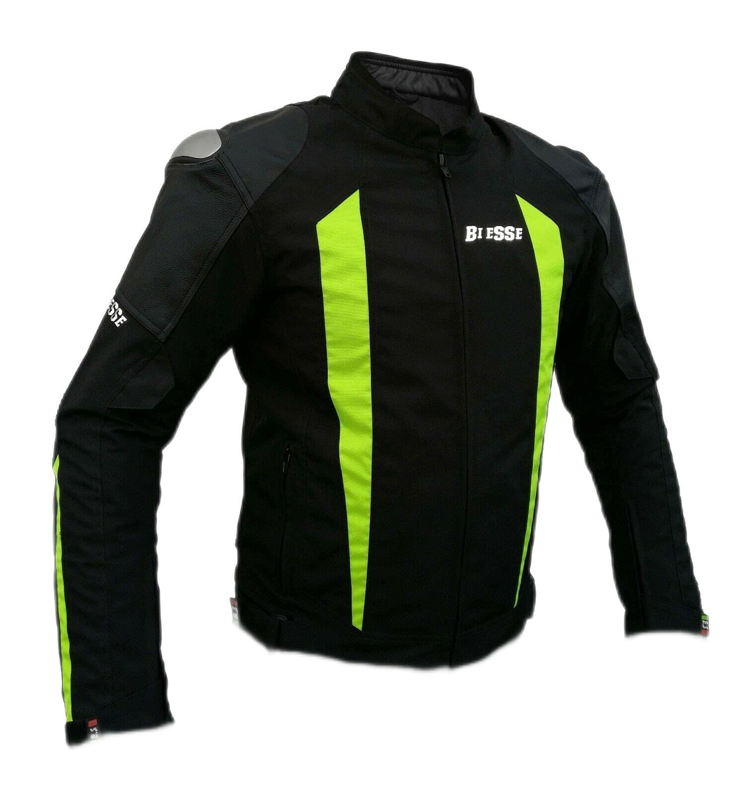 BI ESSE BS MOTO - Giacca da MOTO in tessuto e pelle impermeabile, Racing e sport, completo di protezioni