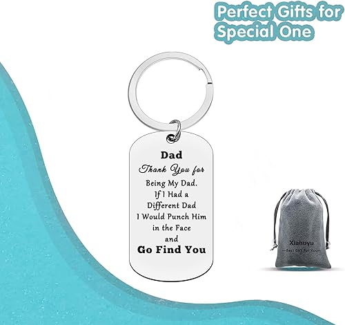 Miniatura 7 de Xiahuyu Regalo de Navidad para papá, regalo de cumpleaños con texto en inglés "Thank You for Being My Dad", llavero para el día del padre, regalo