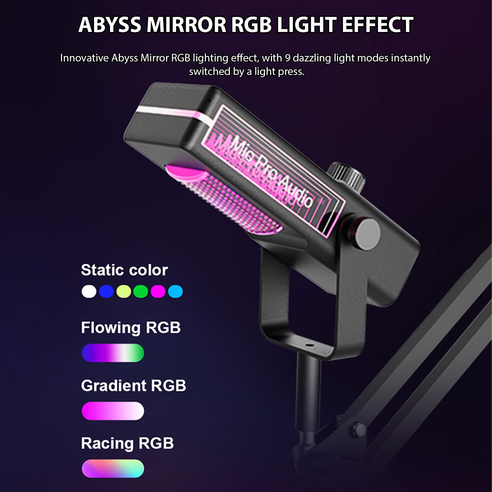 Podcast-Mikrofon-Set, RGB-Beleuchtung, USB-Kondensatormikrofon, Stream-Gaming, Typ-C-Stecker