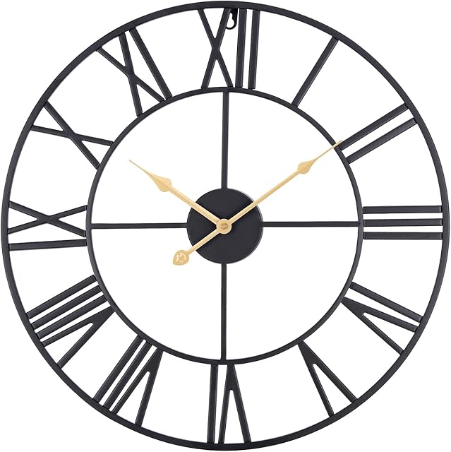ACCSHINE Large Wall Clock Skeleton Clock 40CM Silent Non Ticking Vintage Retro Style Decor Gift