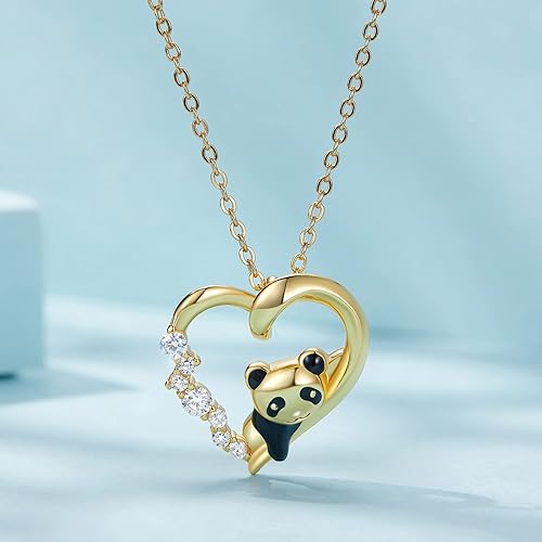 Miniatura 3 de Collar de plata de ley 925 con dije de perro y gato y panda para mujer, lindo y delicado collar con colgante de animales, regalos para gatos, mamá,