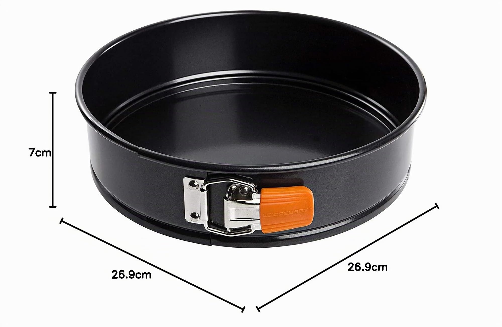LE CREUSET Molde antiadherente desmontable, redondo, diametro 26 cm, resistente a ácidos, revestimiento de acero al carbono, Gris y Naranja, 94101800000000