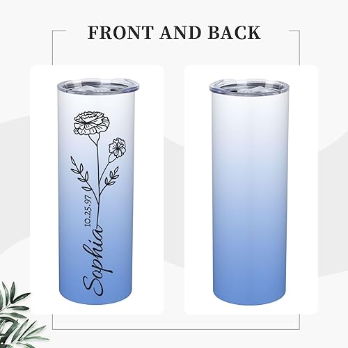 Miniatura 41 de Vaso delgado personalizado con tapa y pajita, tazas personalizadas con nombre de foto, texto, impresión personalizada, taza de imagen, regalos