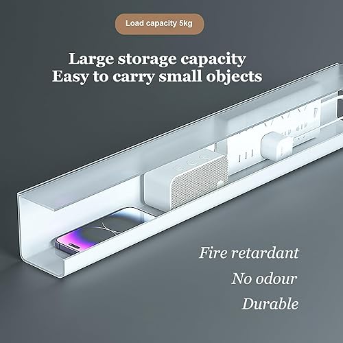 Miniatura 5 de MOSHOU Organizador de cables, bandeja de gestión de cables de 15.7 pulgadas, soporte para tira de enchufes, domador de alambre para oficina y hogar