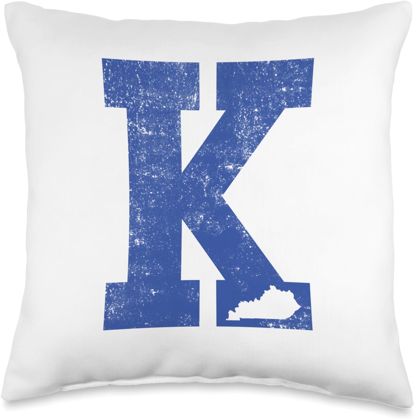 Vintage Blue Letter K Kentucky Throw Pillow