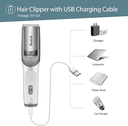 Miniatura 8 de Bimirth Cortapelos para bebés con aspiradora, recortadora de pelo para niños y niños pequeños, impermeable, recargable, máquina de corte de pelo