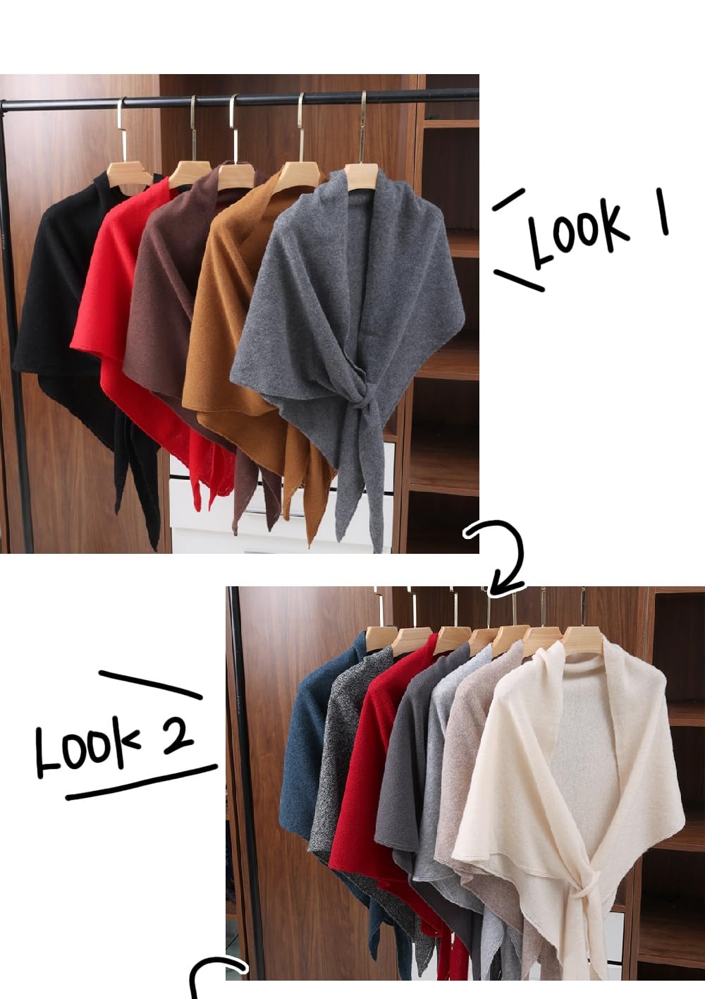 Mujer Invierno Poncho Chal Cruzado Para Mujer 100% Lana Merino Bufanda Triangular Elegante Suave Con Lazo En La Parte Delantera Bufandas De Punto Capa Ponchos Cálidos De Invierno Cárdig