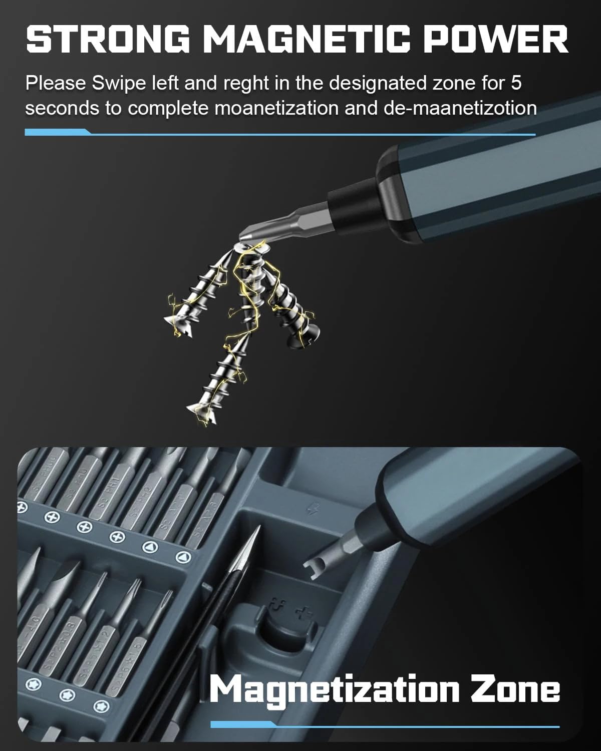 E1 Max - Cacciavite elettrico 68 in 1, kit di strumenti di precisione con punte magnetiche, 5 impostazioni di coppia, mini cacciavite elettrico per iPhone, PC, laptop, riparazione orologi, senza fili