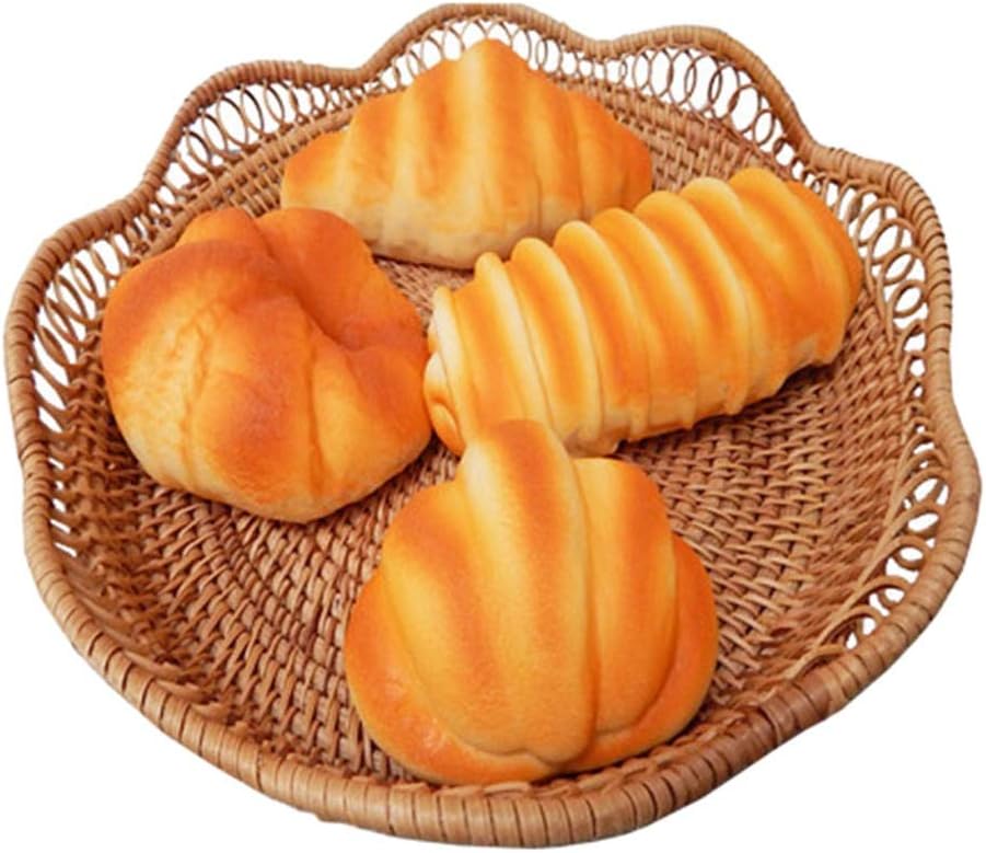 Handmade Wicker Woven Storage Basket,Restaurant Bread Basket Fruit Vegetables Food Serving Display Basket