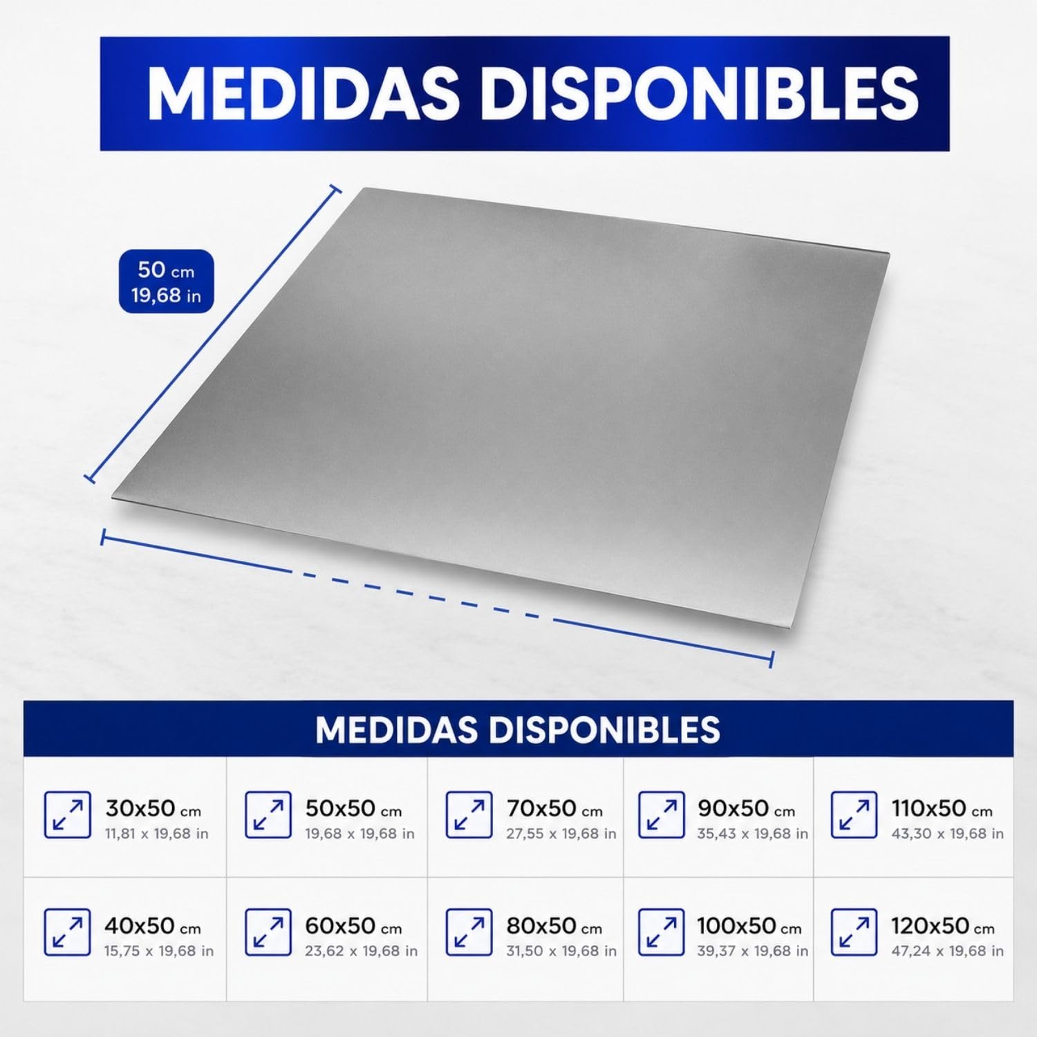 INOXLM - Tabla de trabajo de acero inoxidable para amasar sin pliegues, varios tamaños, para cocina, bar, restaurante, para amasar sin pliegues, modelo Capricornio (60 x 50 cm)