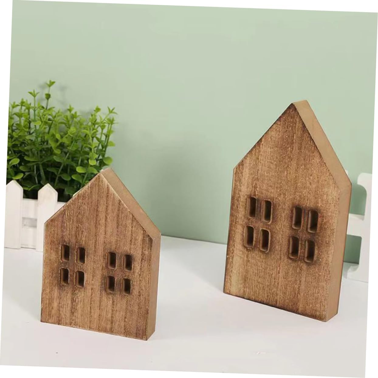 2pcs Decor Mini House Ornament Rustic Home Decor for Kitchen Table Christmas Decorative Prop