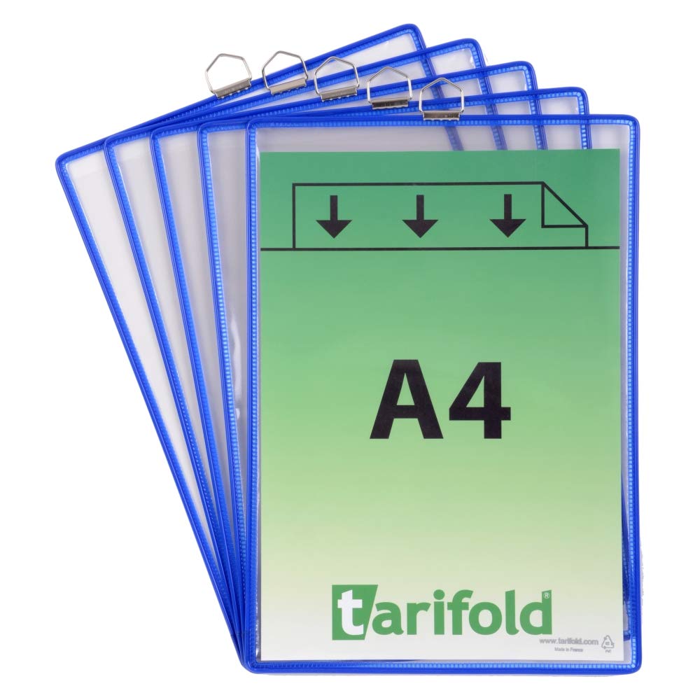 DjoisTarifold Fr 154501- Pack of 5 A4 Suspension Pockets with Metal Handle, Strong Steel Wire Frame, Blue (Pack of 5)