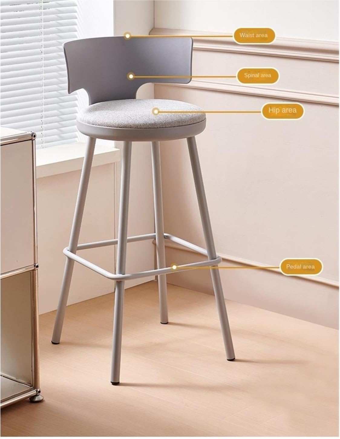 Chaise De Bar Chaise De Bar Minimaliste Moderne, Tabouret Haut Café avec Dossier Comptoir de Bar(Gray)