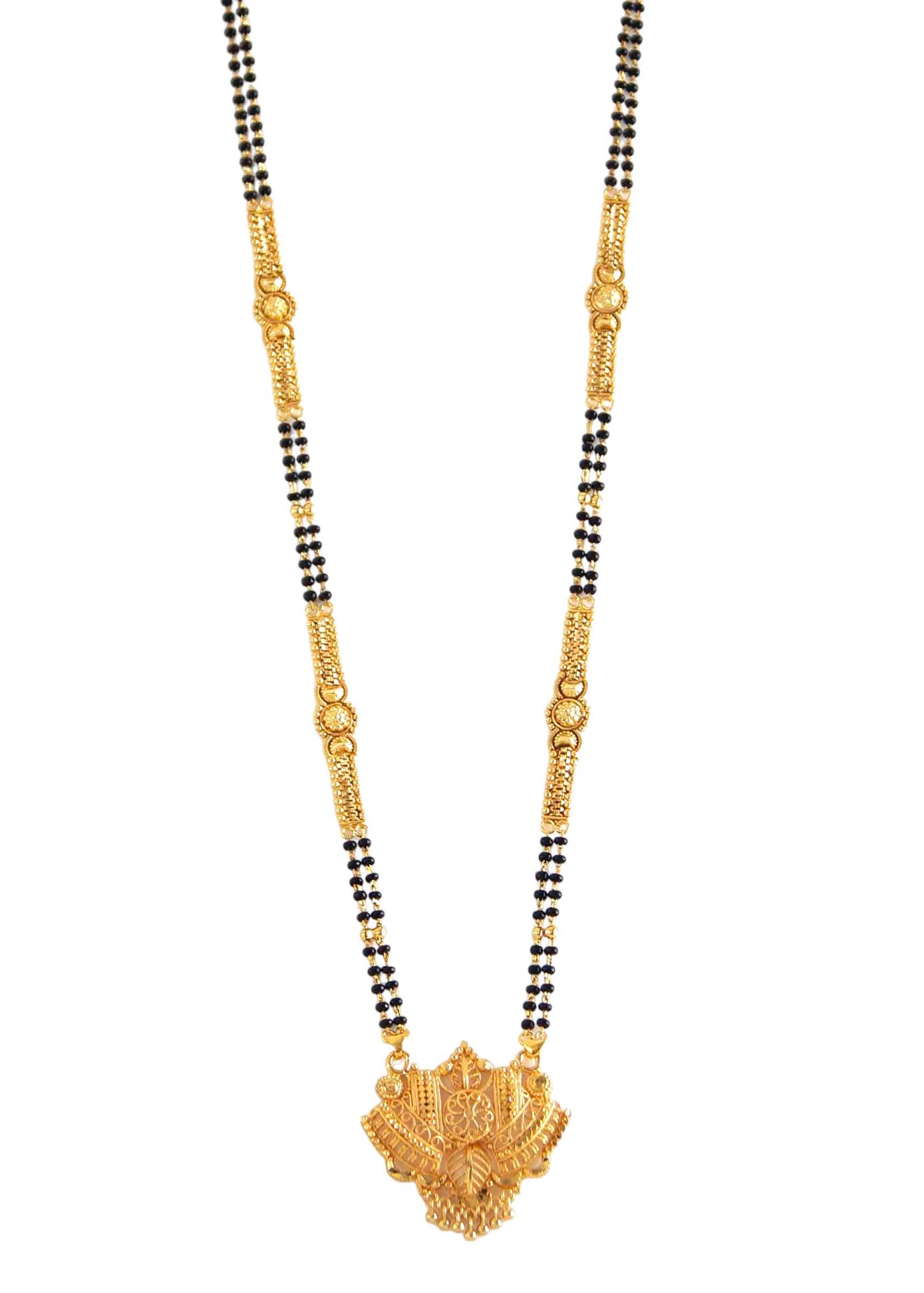 Designer Brass Gold Long Chain Black Beads Mangal Sutra Tali/Tanmaniya/Nallapusalu/Mangalsutra for Women-image-28
