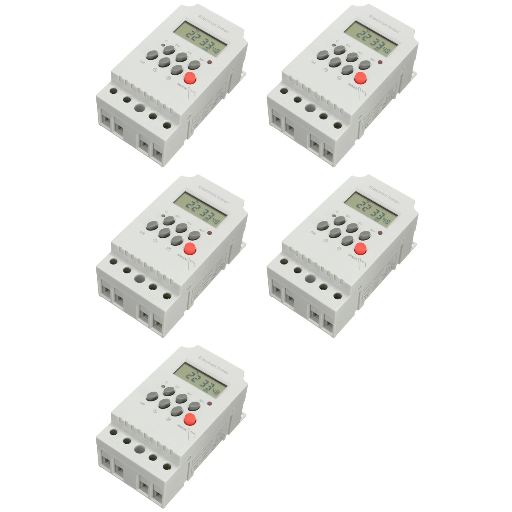 Jnchdghwa Grey 5X Kg316t-Ii Din Rail Microcomputer Time Control Switch Time Control Timer Ac220v 25A Digital Timer Switch Relay Control