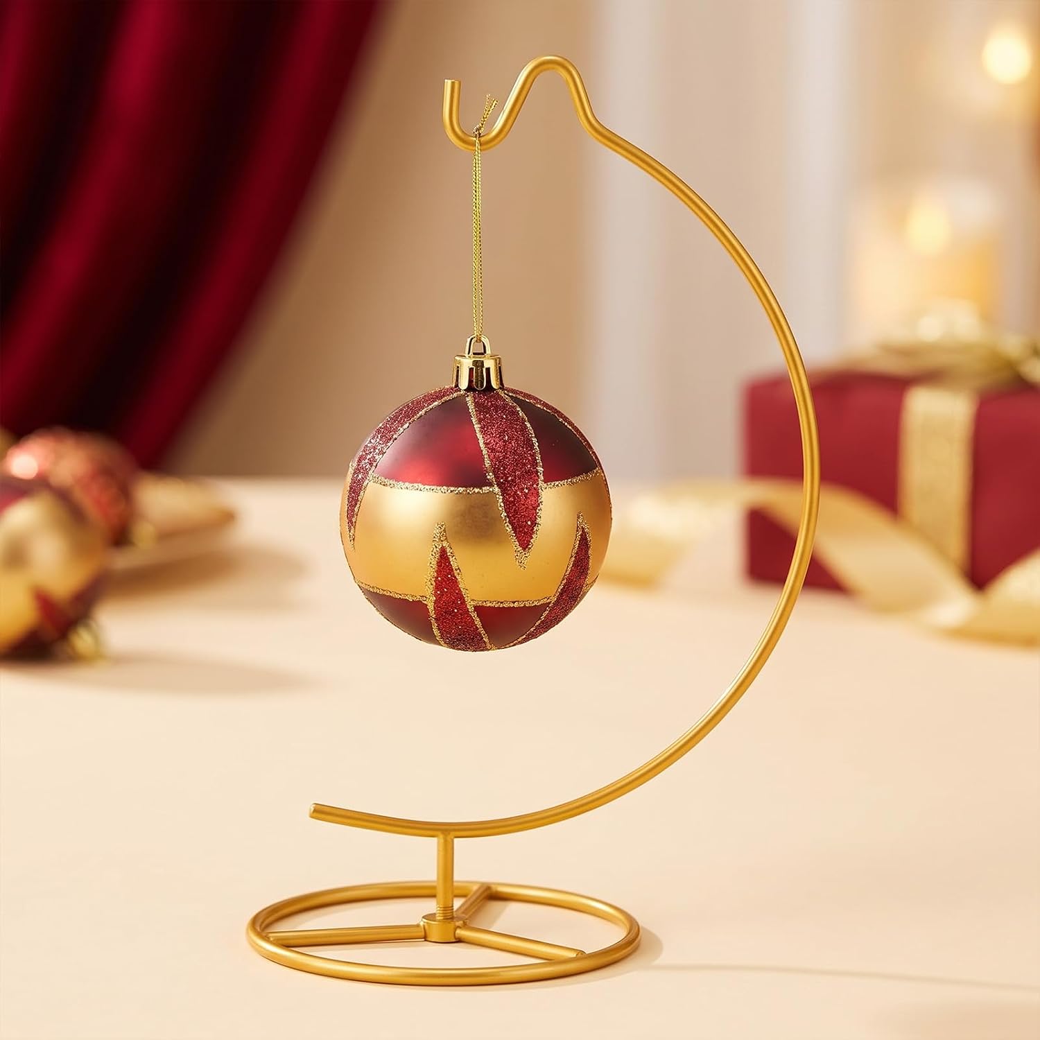 Ornament Display Stand, Metal Ornament Hanger Stand for Christmas(Gold)