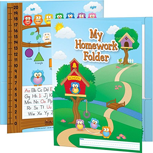 Best Cyber Monday 🔥 Really Good Stuff Owl Homework Folders, 9½” by 12” (Set of 12) – Laminated 2-Pocket Folders with Learning Tools – Pockets Labeled Keep It at Home and Bring It Back – Helps Students Organize Work