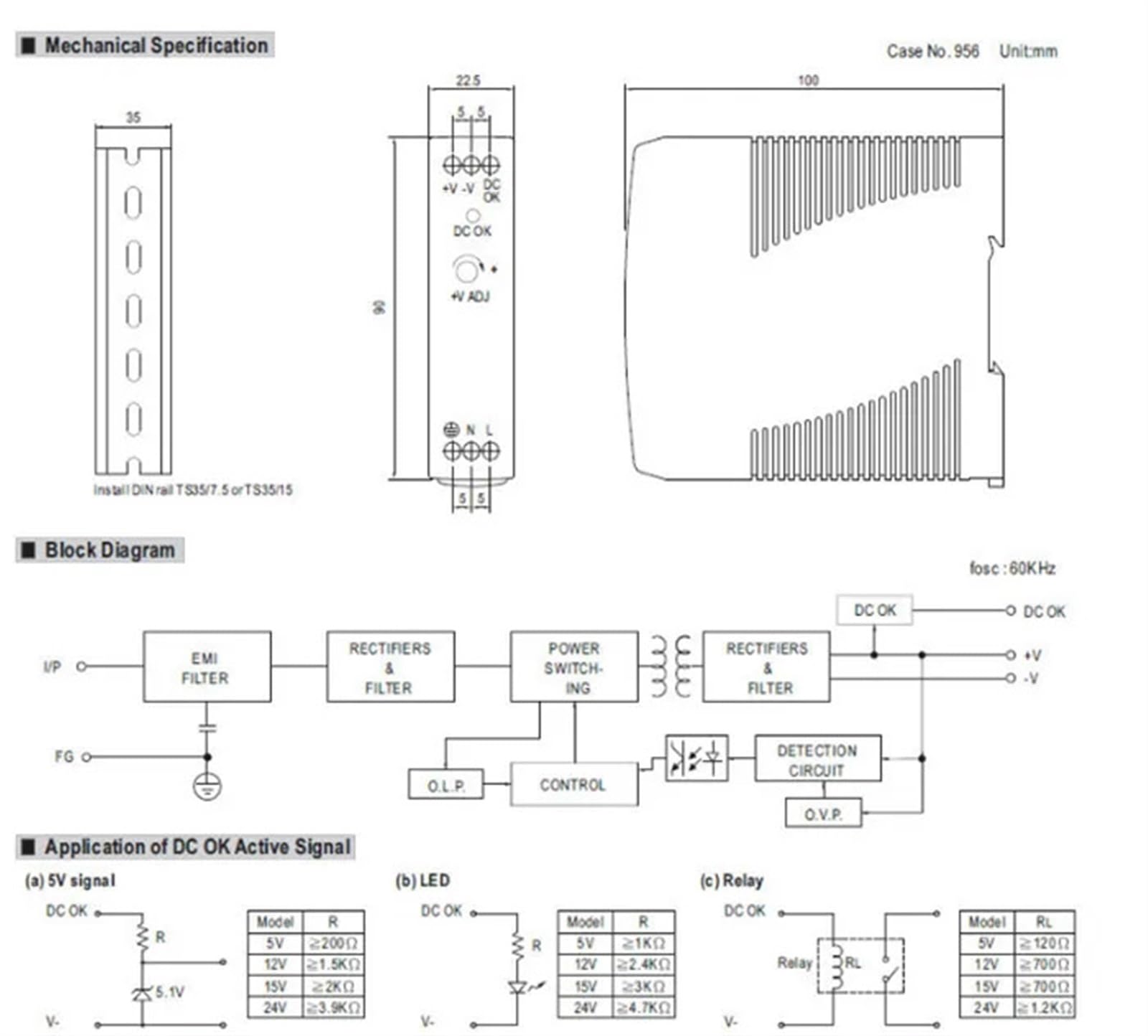 Przemysłowy zasilacz impulsowy 10 W, 20 W, 40 W, 60 W, 100 W, szyna DIN, 12 V, 24 V, nadaje się do lamp LED (12 V, 20 W)
