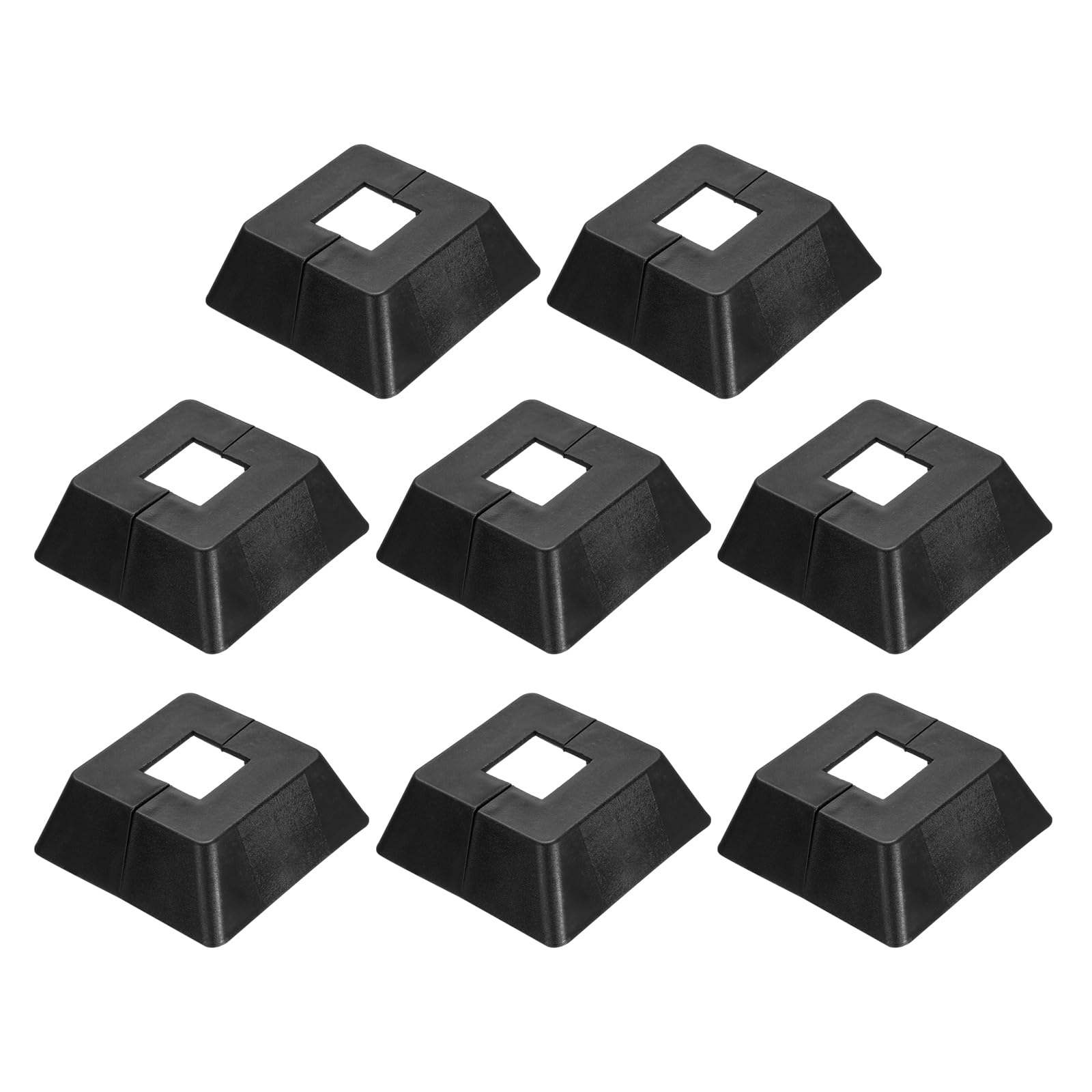 PATIKIL 8 Pack Fence Post Skirt, 0.8 x 0.8 Inch Square Split Style Deck Post Base Cover Plastic Flange Base Shoe for Railings Fence Stair Railing Porch Patios, Black