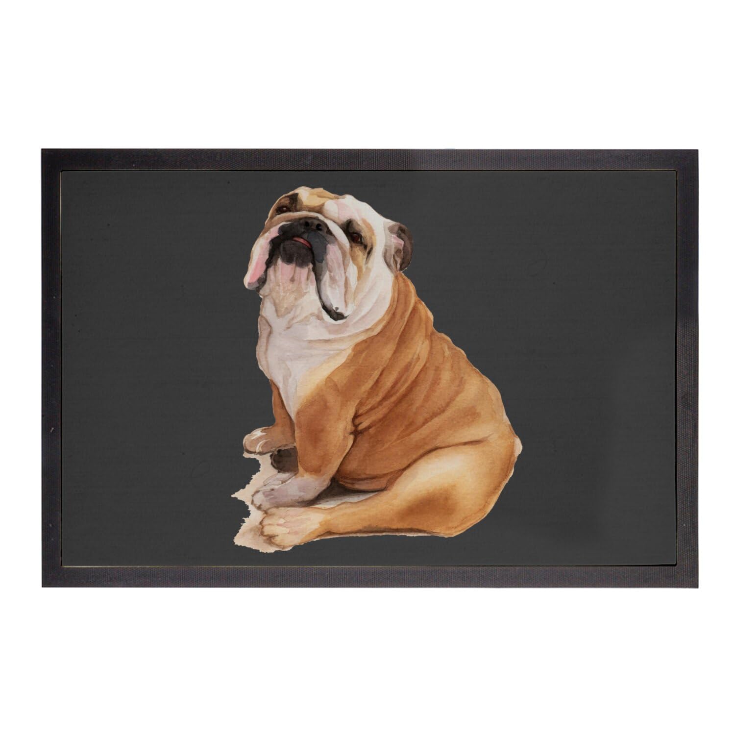 Paillasson bulldog noir et beige 75x50 cm idéal pour une entrée propre