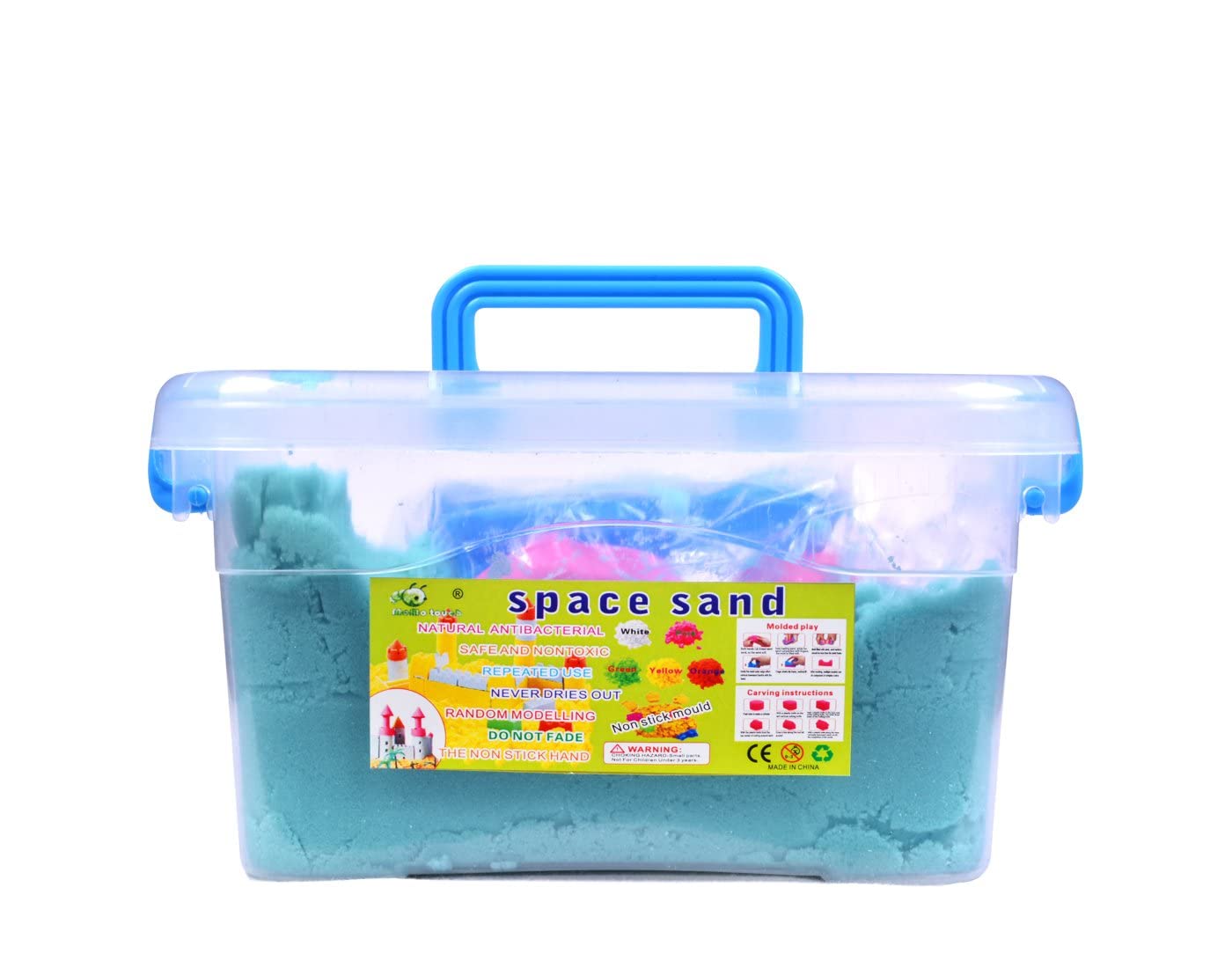 PASHANDOZ Kids Kinetic Moving Sand Play Set Natural Sand Kit Activity Toy with 5 Moulds Beach Toys for Boys & Girls Children Clay Sand with Multicolor - (500 GM)