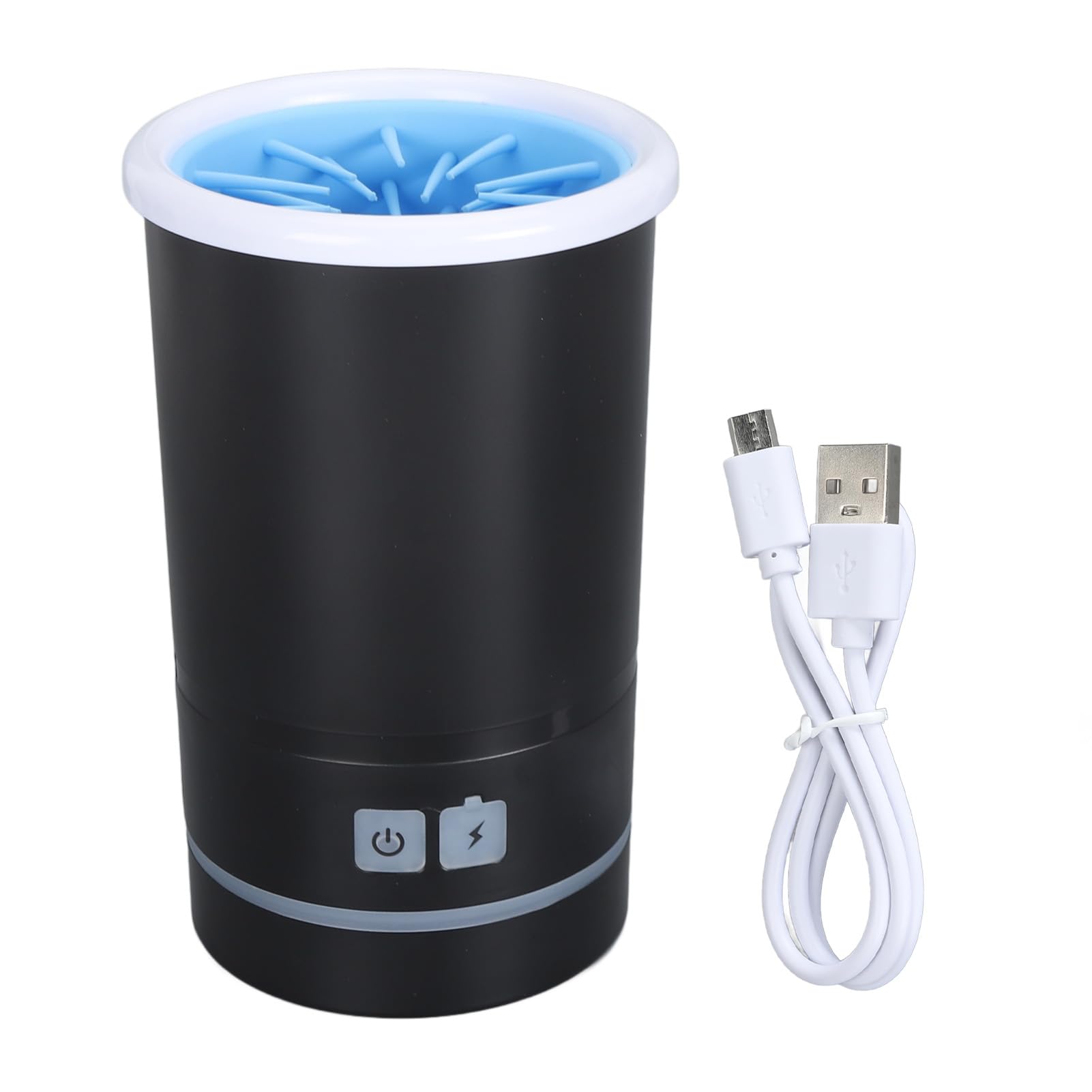 Nettoyeur automatique pour chien, laveuse électrique douce, rechargeable par USB, machine de nettoyage des pattes de chien pour chiens et chats de petite et moyenne taille (noir blanc)