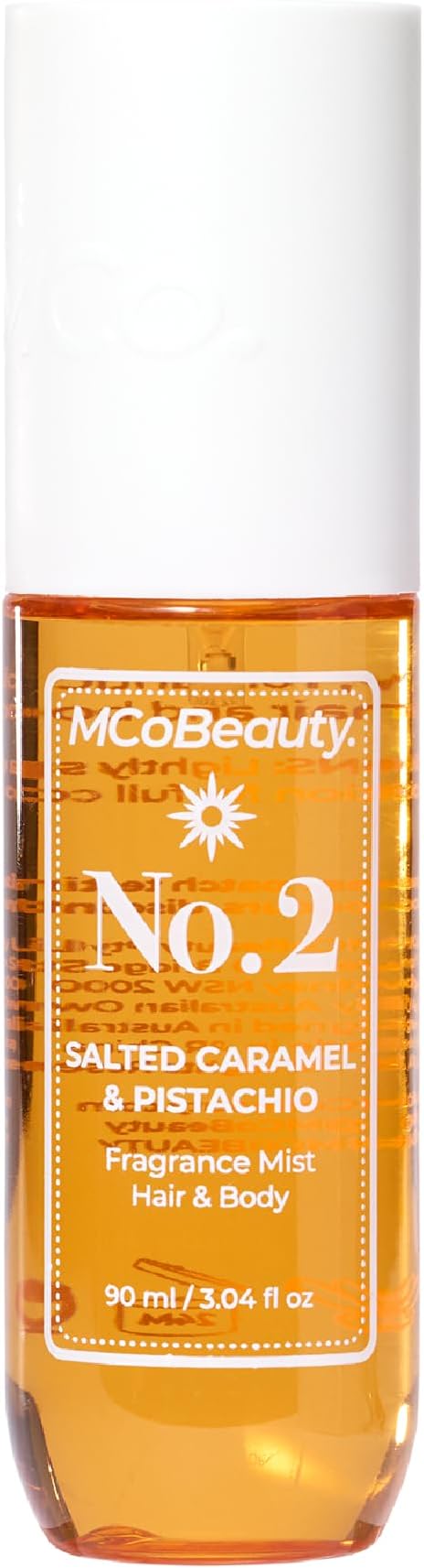 Fragrance Mist No. 2 - Refreshing Hair & Body Spray for Women - Pistachio, Sandalwood, Salted Caramel & Vanilla Scent - Gourmand Sweet Perfume, Long Lasting & Light - Vegan & Cruelty Free