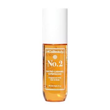 MCoBeauty Fragrance Mist No. 2 - Refreshing Hair & Body Spray for Women - Pistachio, Sandalwood, Salted Caramel & Vanilla Scent - Gourmand Sweet Perfume, Long Lasting & Light - Vegan & Cruelty Free