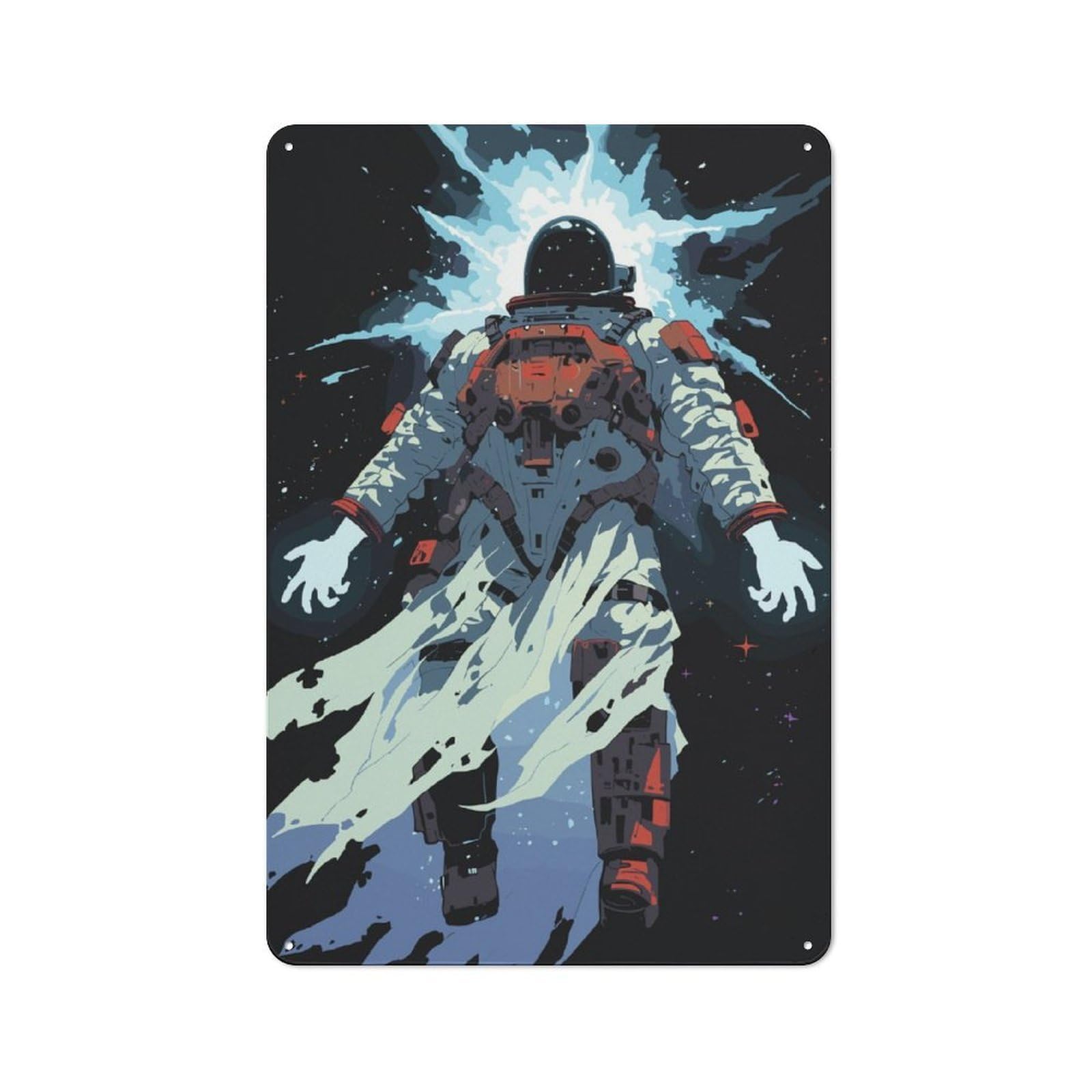 Junmoney Fantasy Astronaut Retro Tin Wall Plaque 30X20cm Featuring For Garage Wall, For Vintage Wall Decor Fans, For Themed Room Decoration