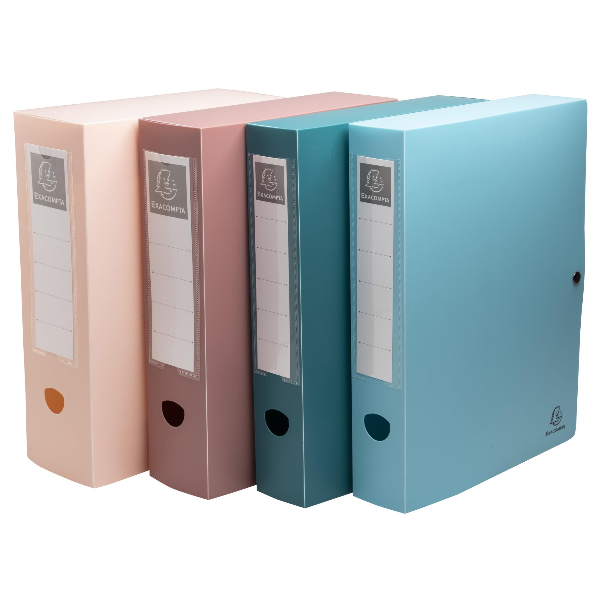 Exacompta - Réf. 89470E - Carton de 5 boîtes de classement avec fermeture à pression Skandi - en PP recyclé rigide - dos 10 cm - dim 25 x 33 cm - PP recyclé Skandi - pour A4 - couleurs assorrties