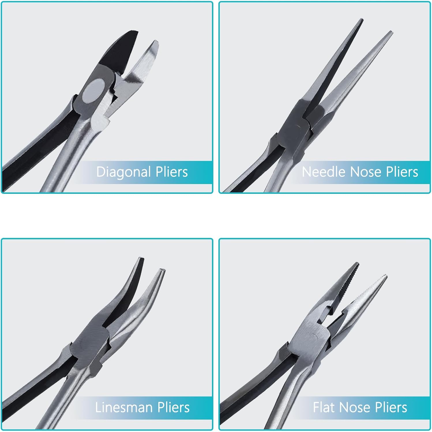 4 Pcs Jewelry Pliers Tool Set, Jewelry Making Pliers Tool Set with Round Nose Pliers, Needle Nose Pliers, Wire Cutters and Bent Nose Pliers for Jewelry Making Beading Repair and Crafts
