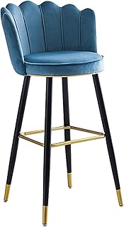XIAOQIAO Stołek barowy nowoczesny 55 cm / 65 cm / 75 cm stała wysokość stołki barowe ergonomiczne krzesła z oparciem i czarnymi metalowymi nogami, do domowego blatu kuchennego