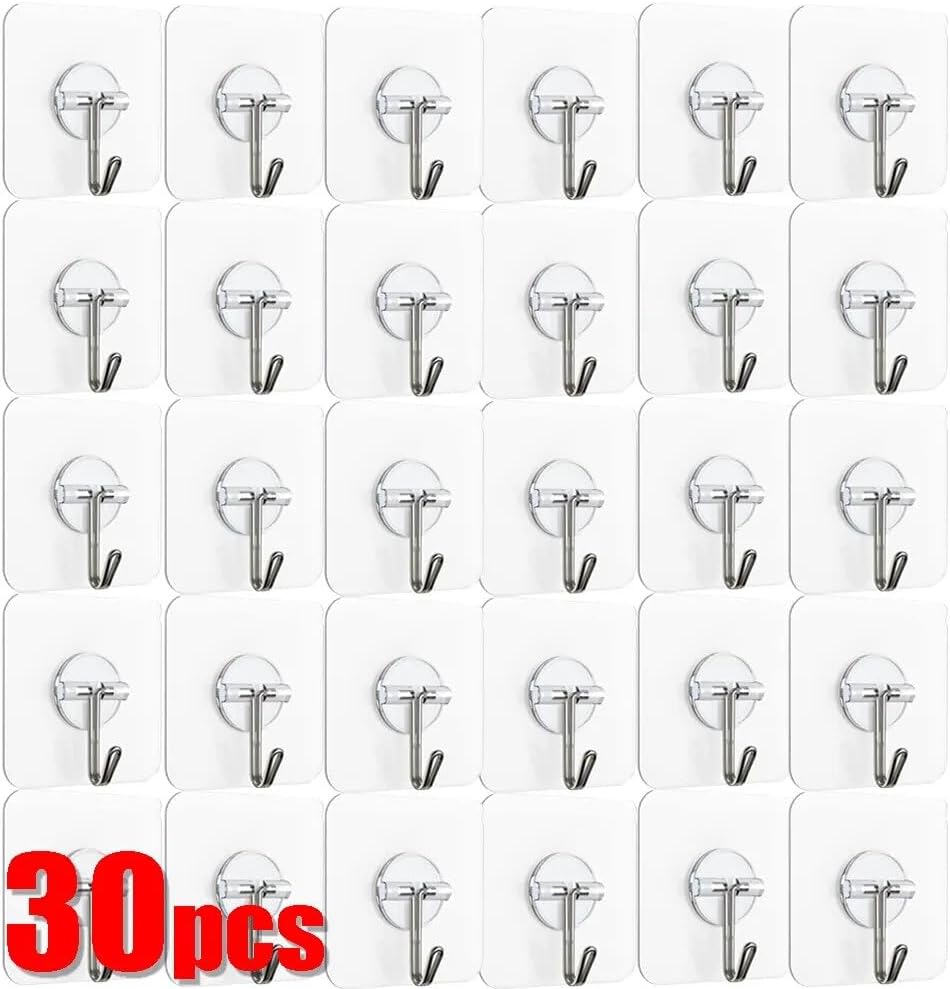 Ganchos colgantes Adhesivos Fuertes De Acero Transparente, Colgador De Almacenamiento Para Cocina, Baño, Puerta, Pared, Gancho Colgante, Soporte